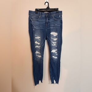 Torrid Dark Blue Distressed Skinny Jeans